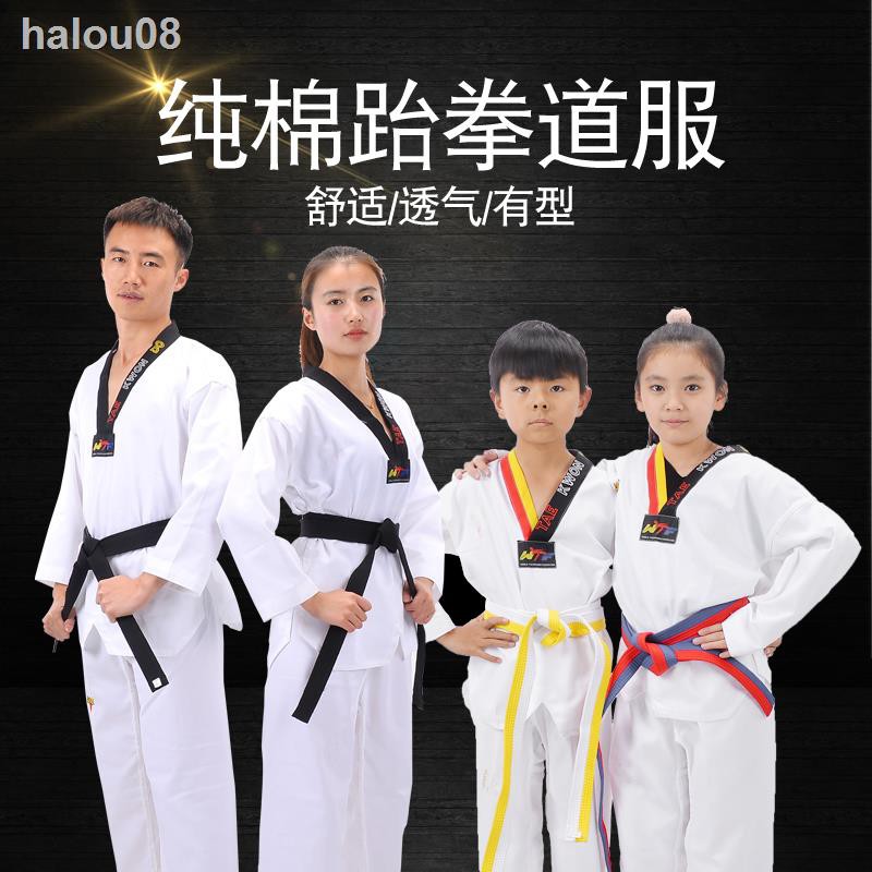 Bộ Đồng Phục Tập Võ Taekwondo Tay Dài Chất Liệu Cotton Dành Cho Người Lớn Và Trẻ Em