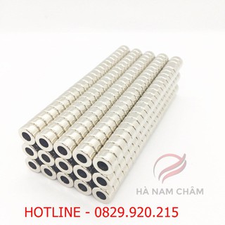 nam châm viên phi 10mm dày 5mm lỗ 5mm mạ nikel