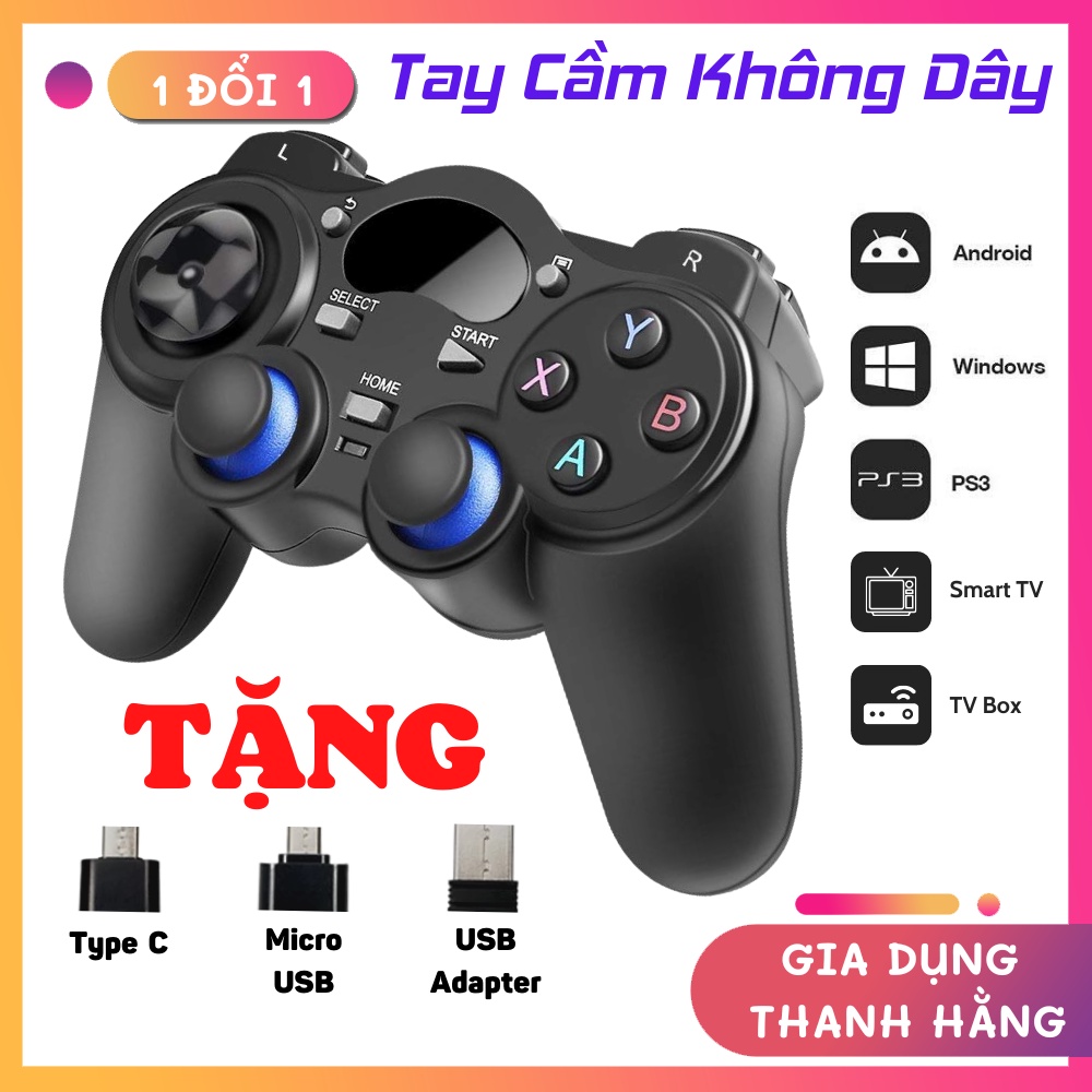 Tay cầm chơi game cho PC Laptop, PS3, Điện Thoại, TV Android Box - USB, Bluetooth, Wifi - Bảo hành 12 tháng