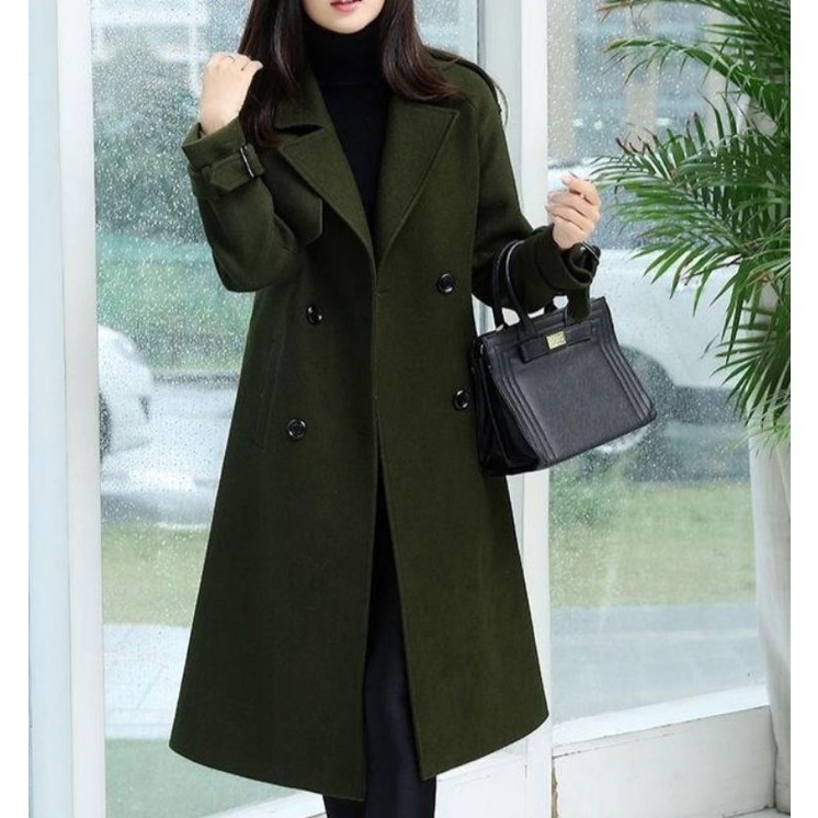 Áo dạ ép lông cừu màu rêu size M (52-58kg)