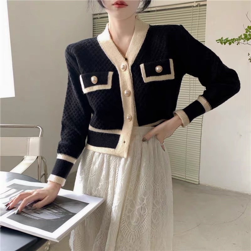 Áo Khoác Len Cardigan Pha Lông Thỏ Siêu Mềm Mịn Cúc Ngọc