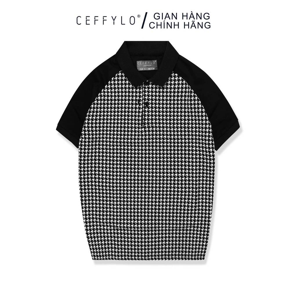 Áo Polo Cotton In Họa Tiết CF Đen, Vải Cotton Mềm Mịn, Thấm Hút Mồ Hôi - CEFFYLO