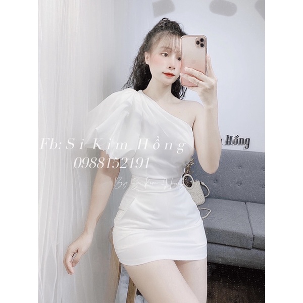 Áo Croptop lệch vai tay phồng Mã 341 (Ảnh shop chụp 100%)