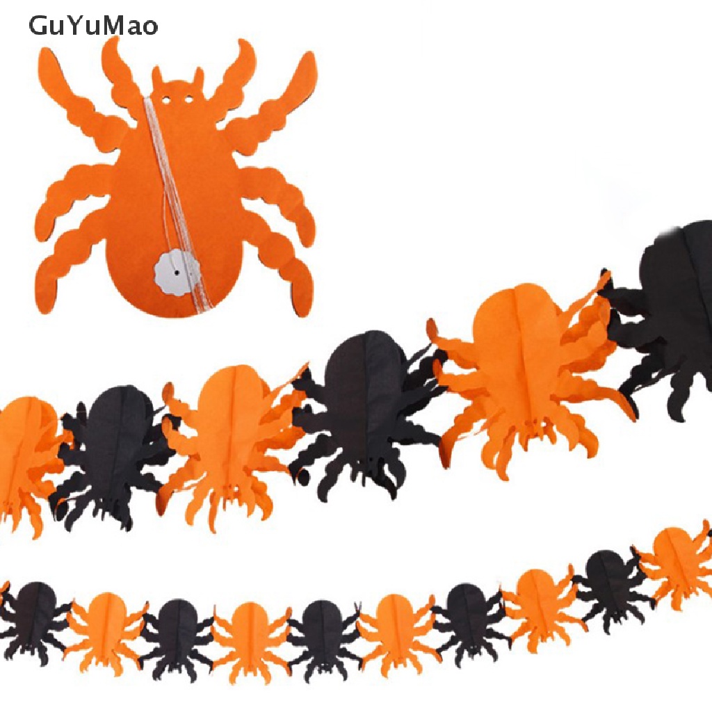 [cxGUYU] 3m Halloween Hanging Garland Bunting Bat Pumpkin Ghosts Spider Paper Banner  PRTA