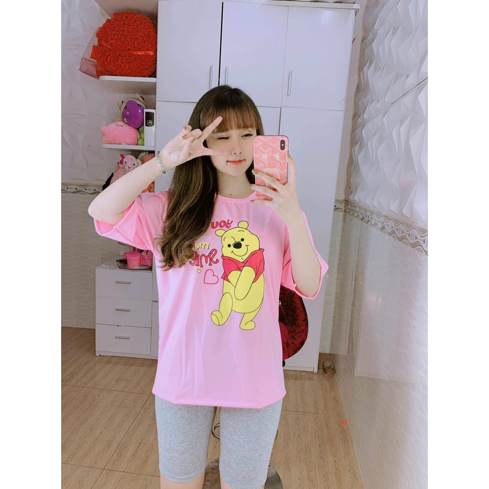 Set Bộ Đồ Nữ Mặc Nhà Quần Ngố Thun Ôm bố sát + Áo Phông SMILE Ullzang (Ảnh thật/Có Sẵn)