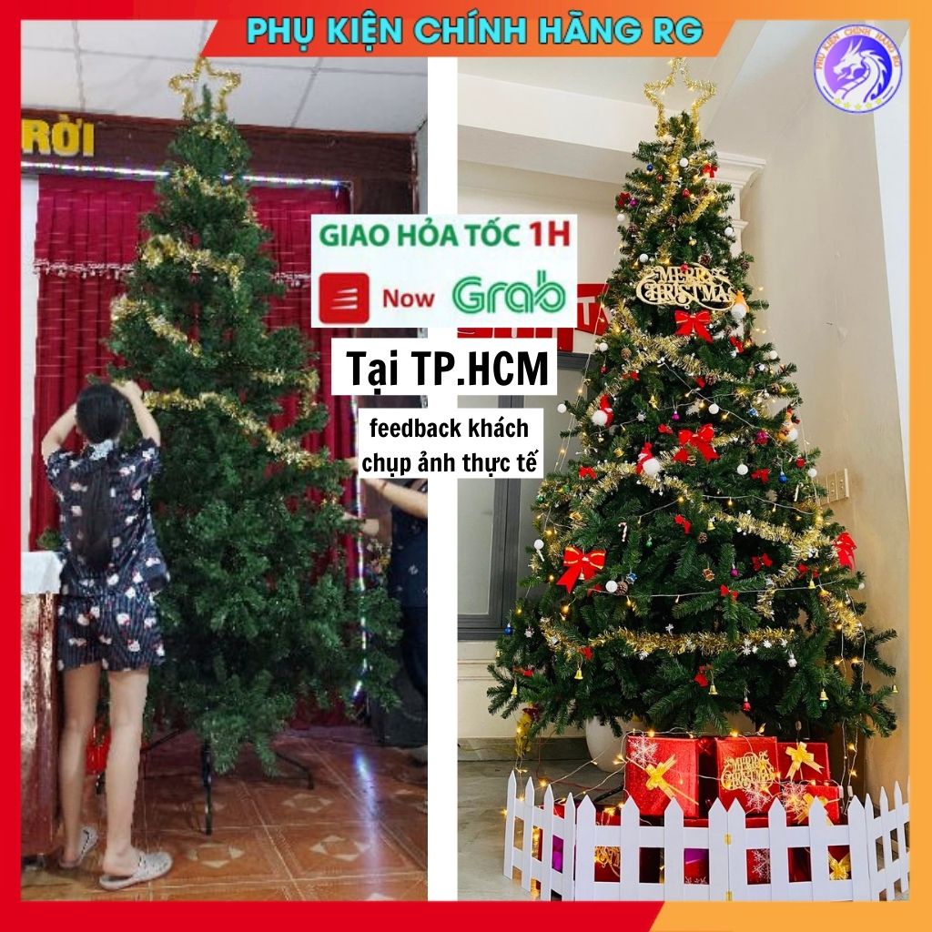 Cây thông noel 3m chân sắt tặng kèm set phụ kiện trang trí và dây đèn led xinh lung linh đón Giáng Sinh