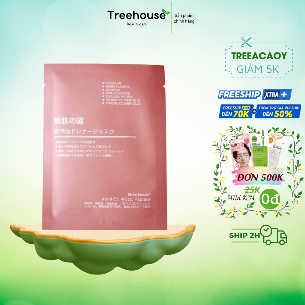 Mặt Nạ Tế Bào Gốc Nhau Thai Cuống Rốn Rwine Beauty (CHÍNH HÃNG) 1 Miếng TREEHOUSE SHOP