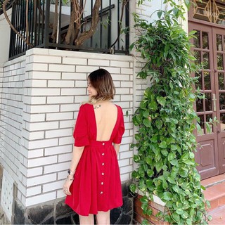 Đ. đỏ hở lưng H1556 (hình thật)