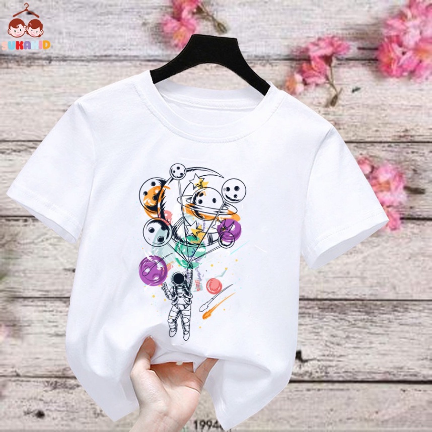 (giá sỉ ) Áo thun trẻ em phi hành gia bóng cười Bé trai và gái.áo cho bé từ 6kg-30kg.AL60.