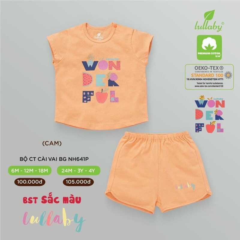 [NH641P] Bộ cộc cài vai Lullaby bé gái