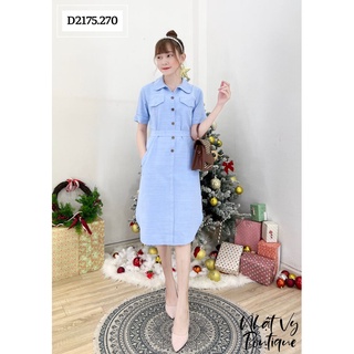 Đầm sơ mi tay lửng phối dây eo - D2175