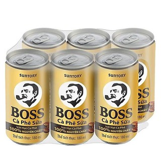 6 lon cà phê sữa Boss giá khuyến mãi 180 ml