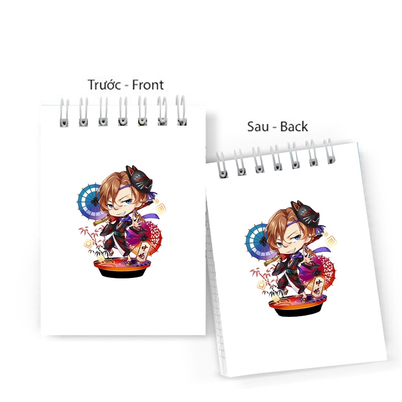 Sổ tay in hình Bungou Stray Dogs lò xo 6x10 ghi chú tiện lợi học tập xinh xắn anime chibi