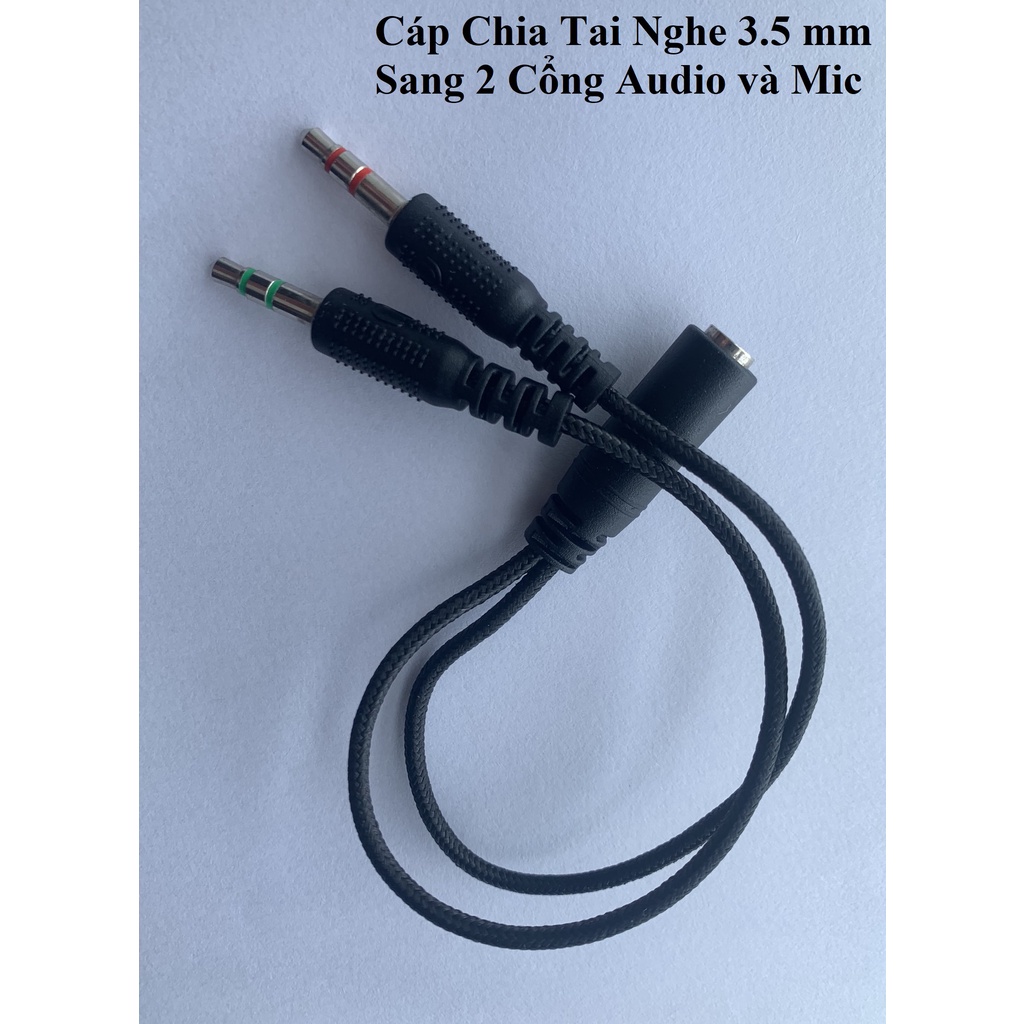 Jack chuyển đổi tai nghe bóc máy 3.5 sang Audio & Mic dùng trên laptop máy tính, Cáp Chia 3.5mm ( DÂY DÙ SIÊU BỀN )