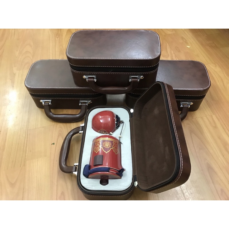 Bộ trà sứ du lịch, dã ngoại cao cấp, mẫu 1 valy da màu da bò sang trọng