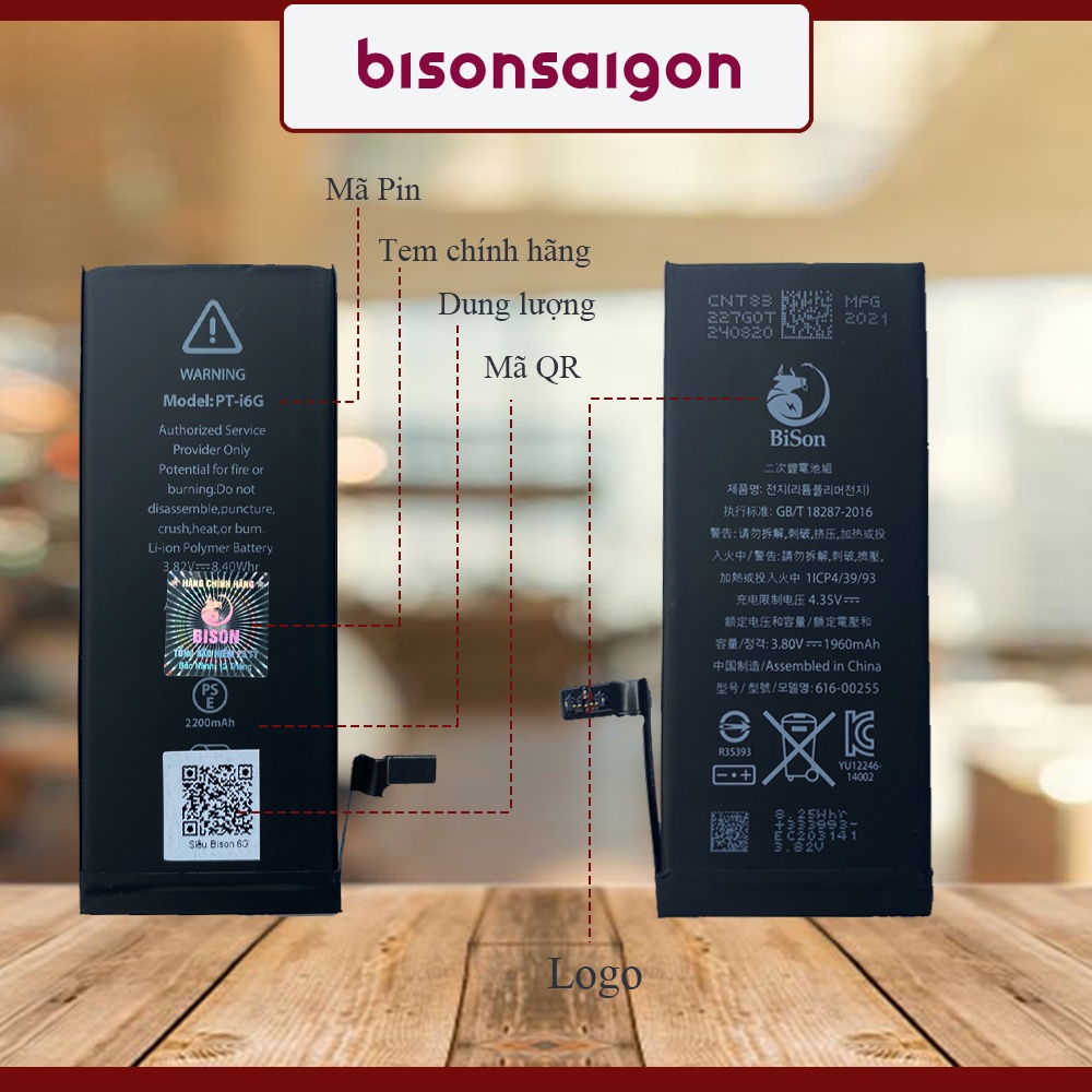 Pin iPhone 5S dung lượng 1560mAh BISON chính hãng