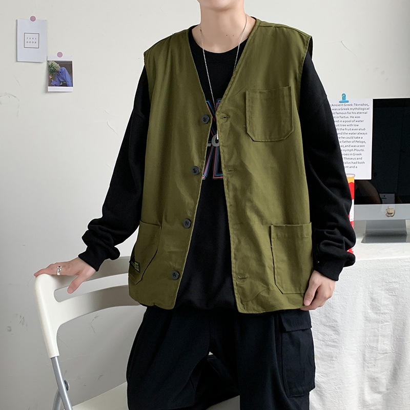 Áo Gile Unisex form rộng Streetwear , Áo gile túi hộp phong cách hàn quốc