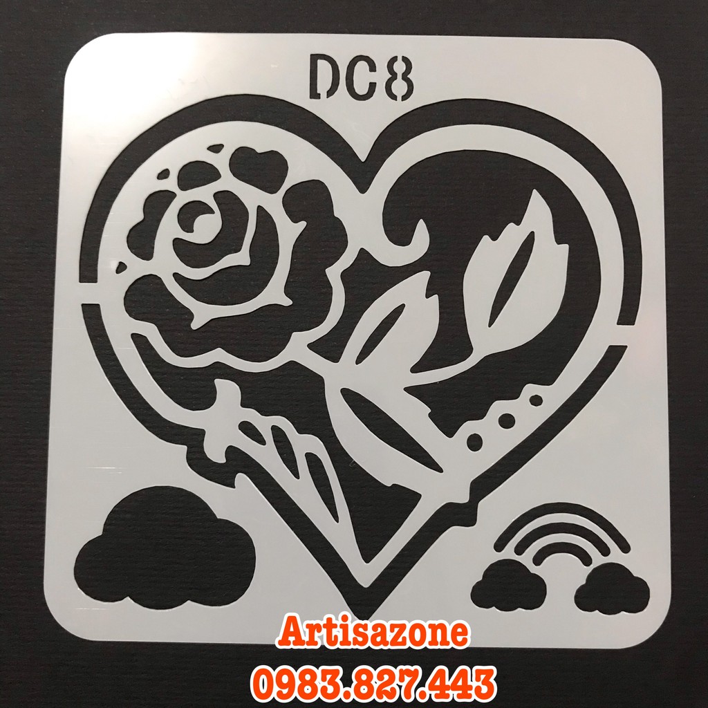 Pet Stencil - Khuôn hình trái tim trang trí - Kích thước 13cm - 01 tấm