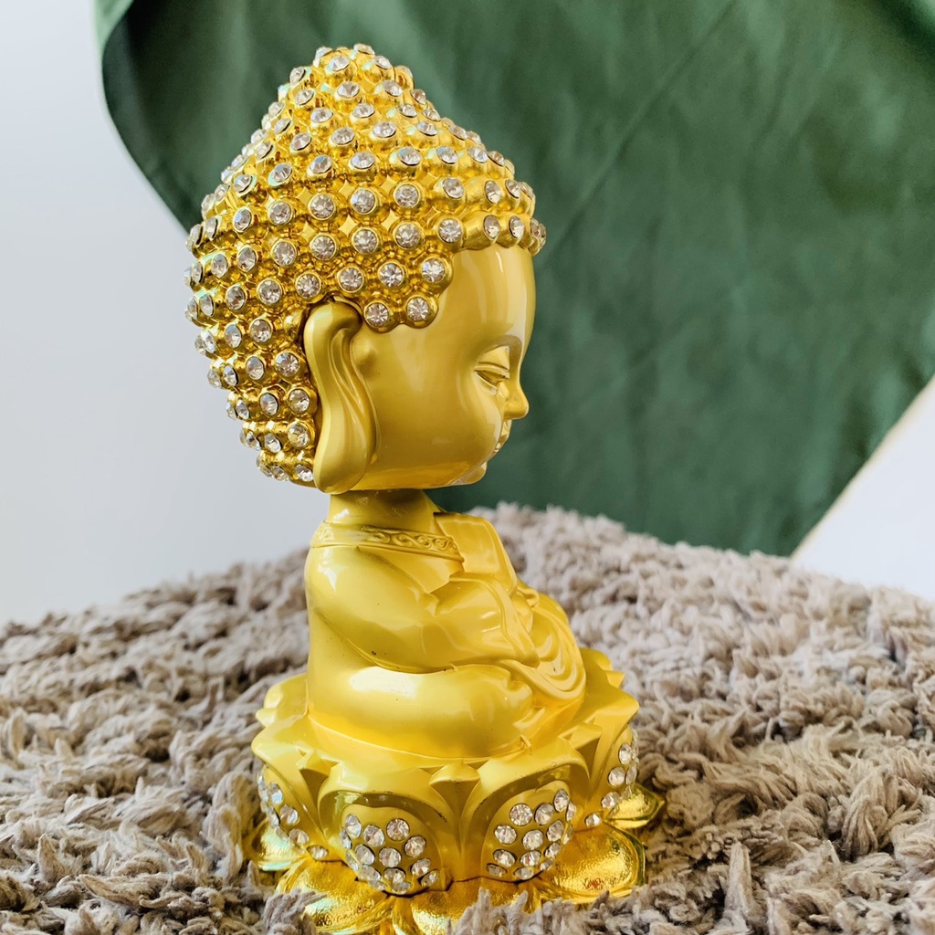 Nước hoa ô tô tượng phật đài sen đính đá trang trí taplo ô tô cao cấp - sang trọng