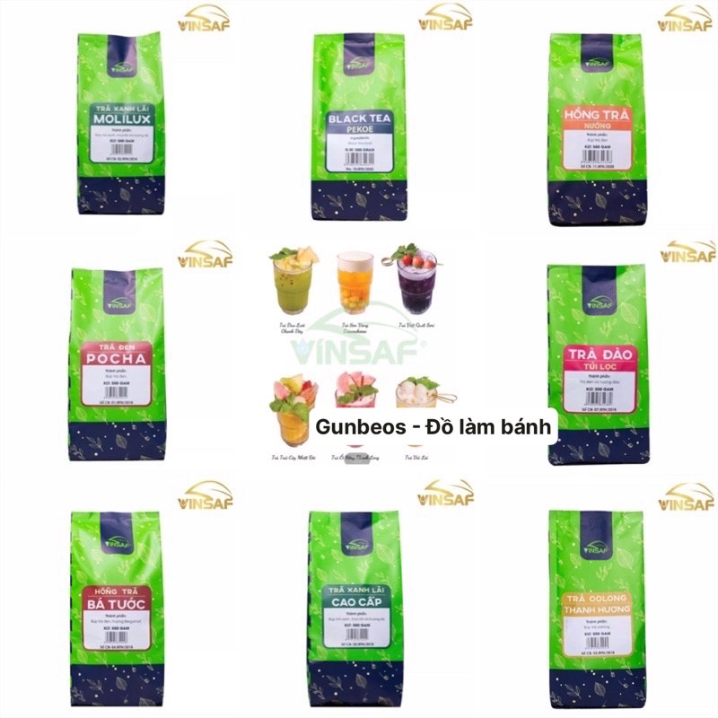 Trà Vinsaf 500g / Trà xanh lài / Hồng trà / Trà đen / Trà đào / Trà Ô Long