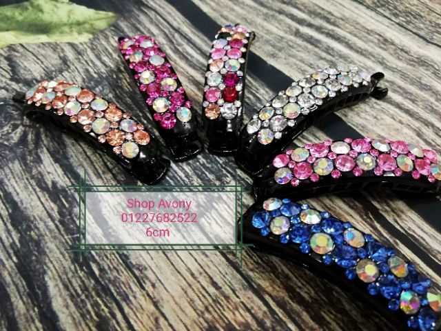 6cm Kẹp tóc - Kẹp ngang đính đá màu rực rỡ