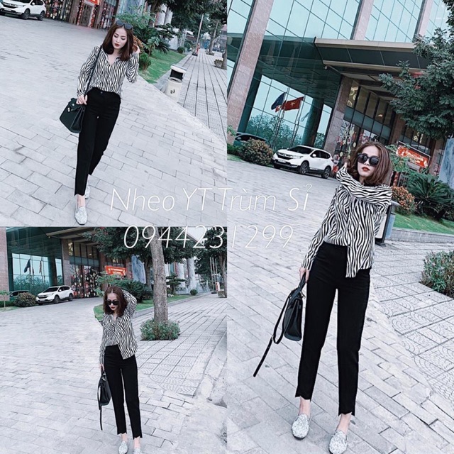 Quần baggy gấu lệch