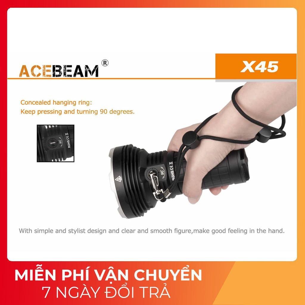 [BH 5 NĂM] Đèn pin ACEBEAM X45 18000 lumen xa 660m sử dụng 4 pin sạc 18650 3100mAh kèm theo