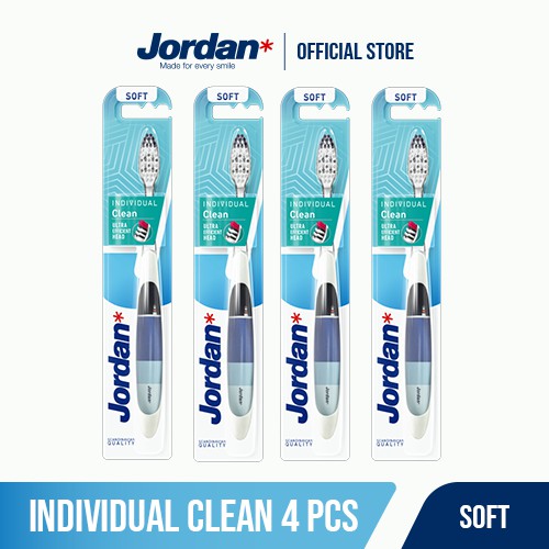 Combo 4 Bàn chải đánh răng Jordan Individual Clean, Lông mềm đan chéo