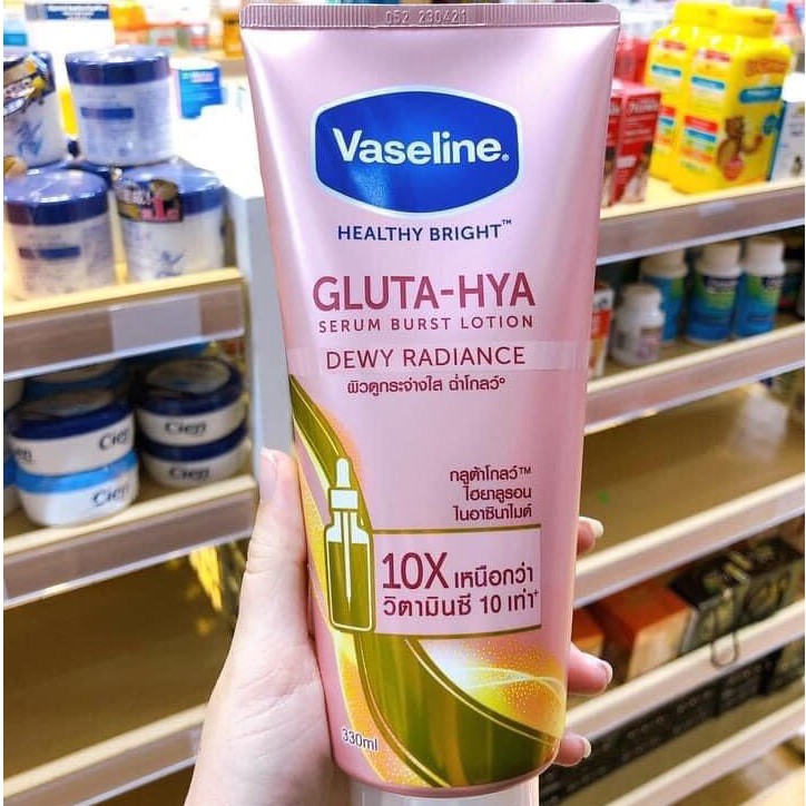 Sữa dưỡng thể trắng da Vaseline Healthy Bright Gluta HYA Serum Burst Lotion 10X Thái Lan 330ml | BigBuy360 - bigbuy360.vn