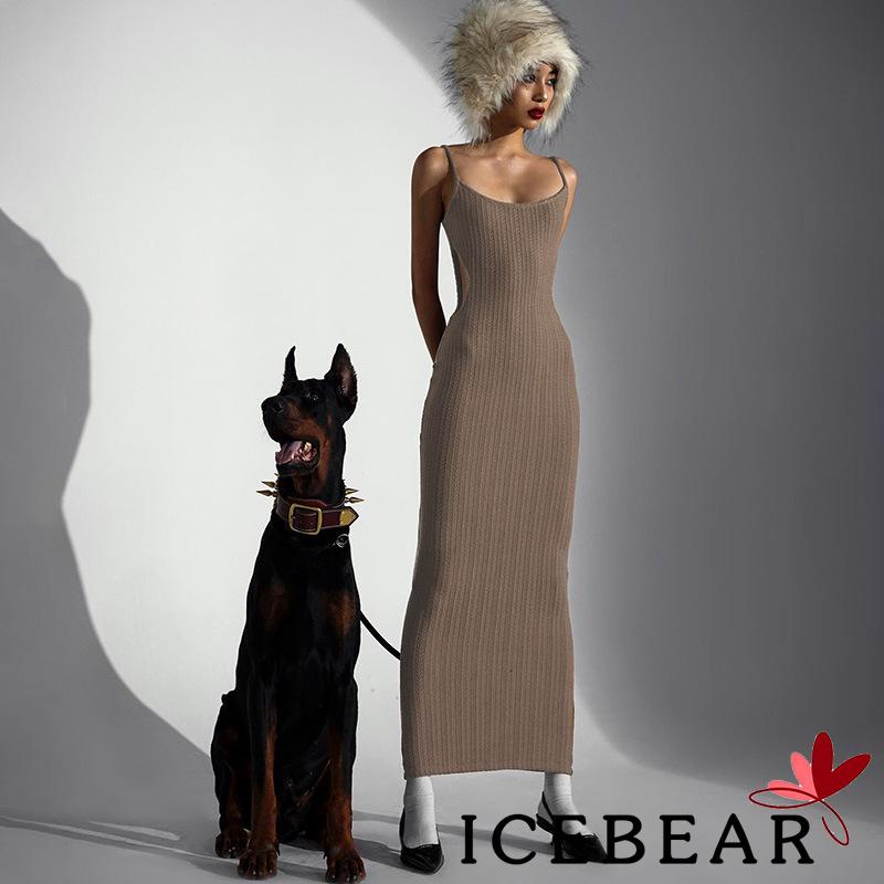 Đầm Dài Dệt Kim Hai Dây Màu Trơn Thời Trang Dành Cho Nữ