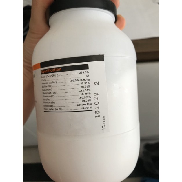 Hóa chất Calcium chloride dihydrate CAS 10035-04-8 CaCl2 .2H2O lọ 500g canxi clorua hoặc của Zhangyu