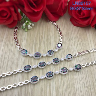Lắc tay bạc nữ đá 7 màu pha lê cao cấp mẫu Ý đẹp độc lạ Sài Gòn LN80107