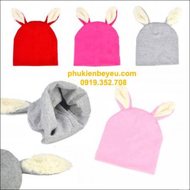 Nón thun cotton 2 tai thỏ