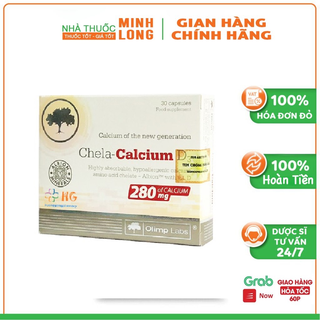 Chela Calcium Bổ sung canxi và Vitamin D3 giảm nguy cơ loãng xương người lớn tuổi (Hộp 30 viên)