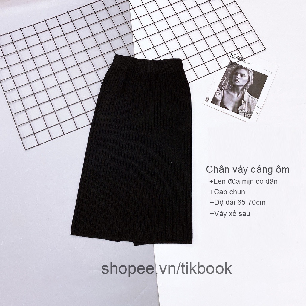 Chân váy len xẻ sau dài Quảng Châu- Tikbook Store (sẵn hàng) | BigBuy360 - bigbuy360.vn
