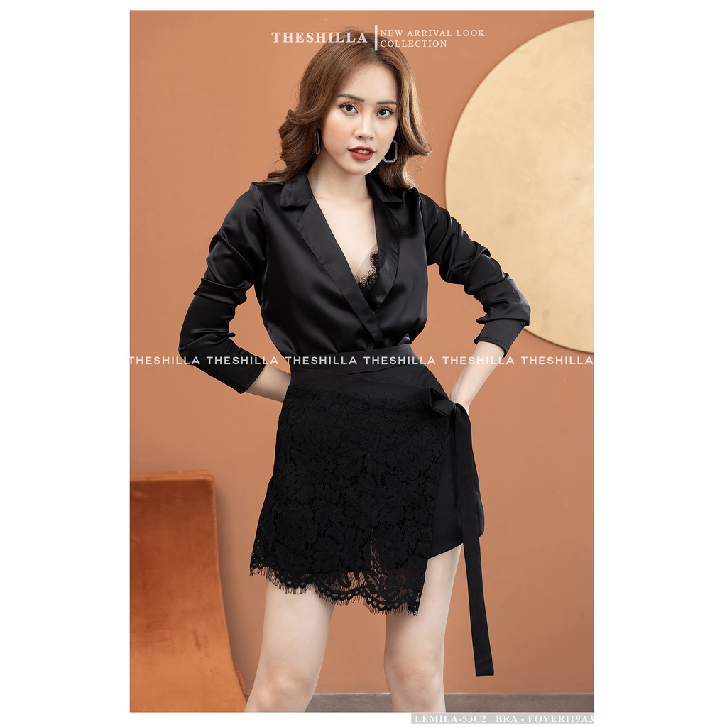 Váy thiết kế cao cấp màu đen set quần vạt đắp chéo áo lụa [ Có video + Ảnh thật ] The Shilla - Lemila-53C2