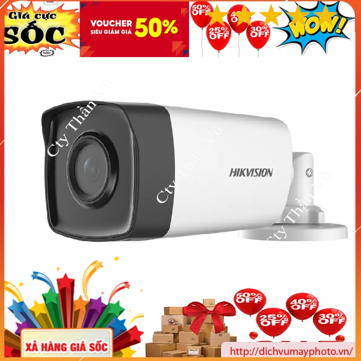Camera ghi hình DS-2CE-17D0T-IT3 TVI Hik 2MP Thân to vỏ sắt hồng ngoại 40m kholinhkien