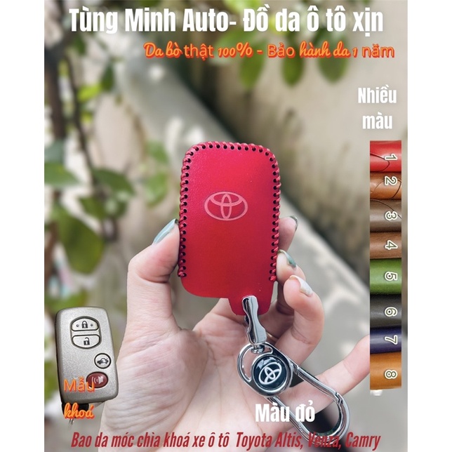 Bao Da Móc Khoá Toyota Altis 2.0V, Camry 3.5, Venza, Landcruiser Prado 2010, bọc chìa khoá da bò xịn
