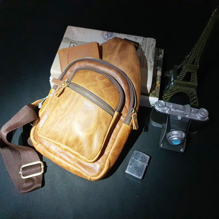 [Da thật] Túi đeo chéo nam da bò thật TD105 (Vàng bò) - 100% da bò thật, BH 3 năm | BigBuy360 - bigbuy360.vn