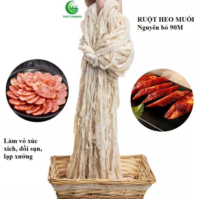 1 bó 90m ruột heo muối size 30/32-42+ vỏ làm xúc xích,lạp xưởng tự nhiên - Bành Trình Food