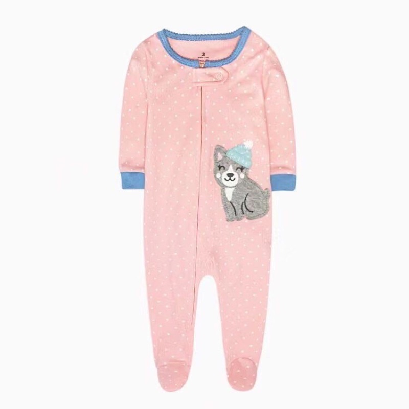 Sleepsuit body liền thân xuất dư xịn chất liệu 100% cotton cho bé gái từ 3-12m