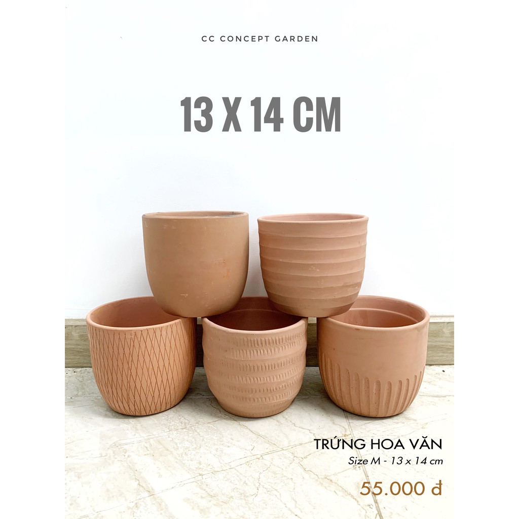 Chậu Đất Nung - Hoa văn 14x14cm (Inbox để chọn hoa văn)