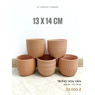 Chậu Đất Nung - Hoa văn 14x14cm (Inbox để chọn hoa văn)