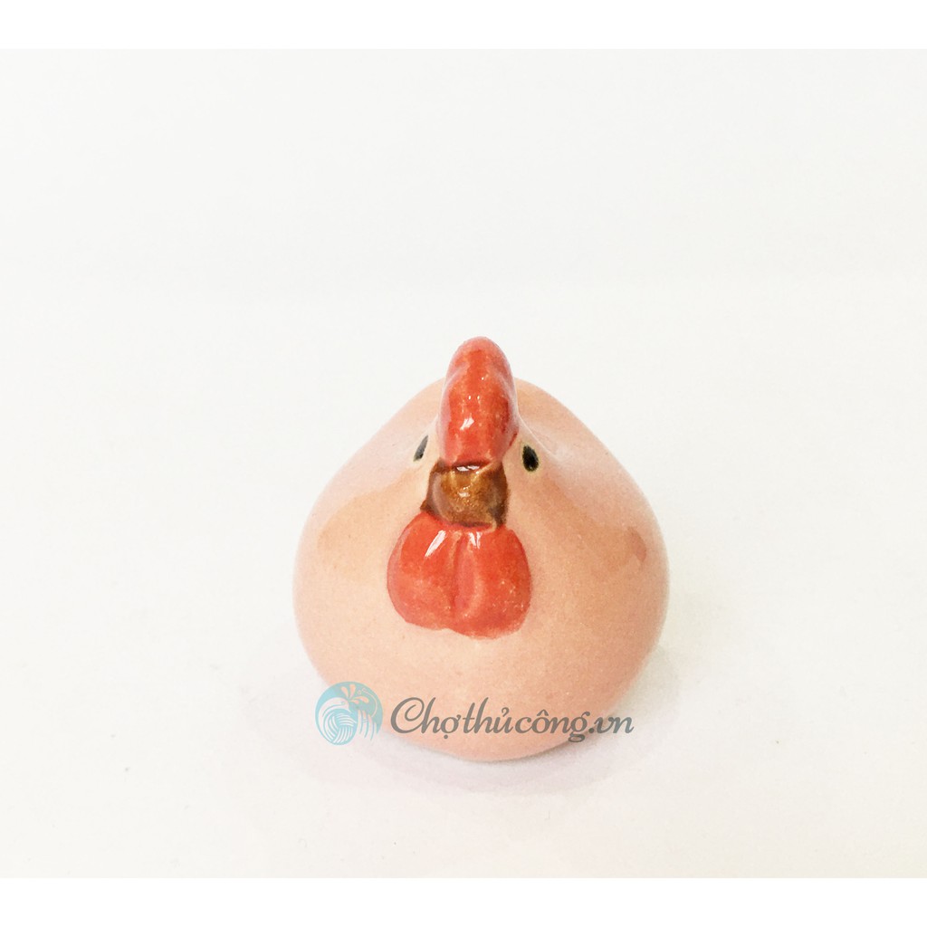 Chú Gà gốm tráng men MINI - Tượng gốm xinh xắn trang trí, decor sân vườn