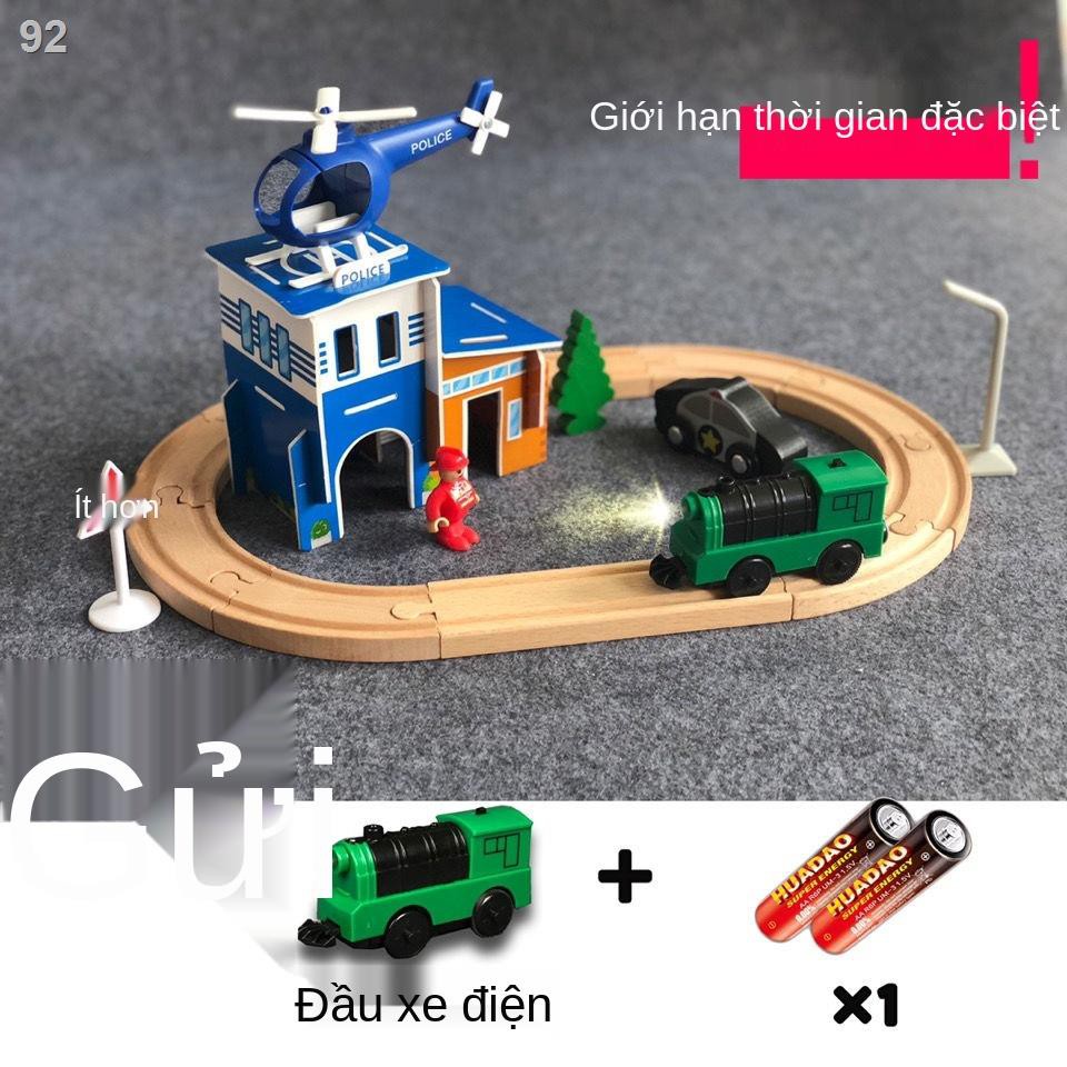 bộ đường ray tàu hỏa nhỏ bằng gỗ, đầu điện từ tính, đường ray tàu hỏa bằng gỗ, khối xây dựng bé trai, đồ chơi trẻ emJ