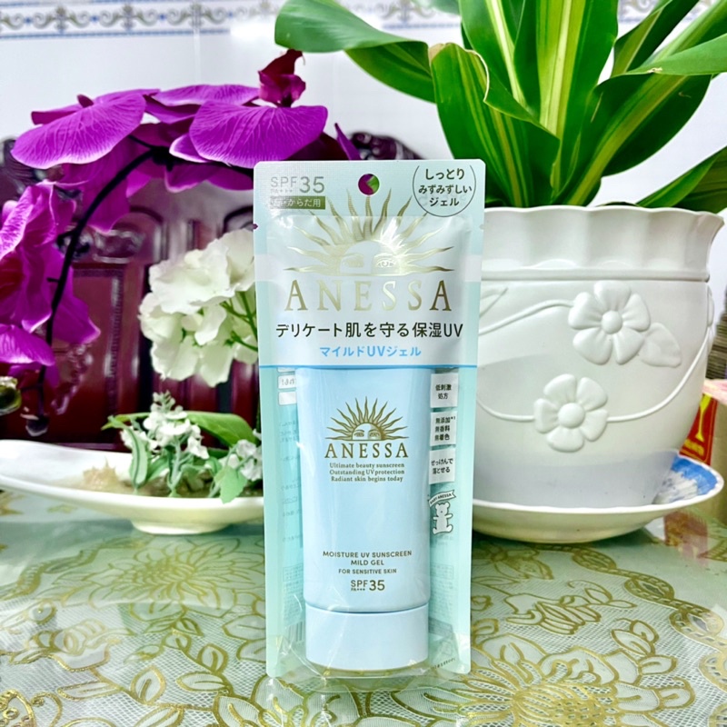 Gel chống nắng dịu nhẹ cho da nhạy cảm và trẻ em Anessa Moisture UV Sunscreen Mild Gel N SPF 35 PA+++ 90g