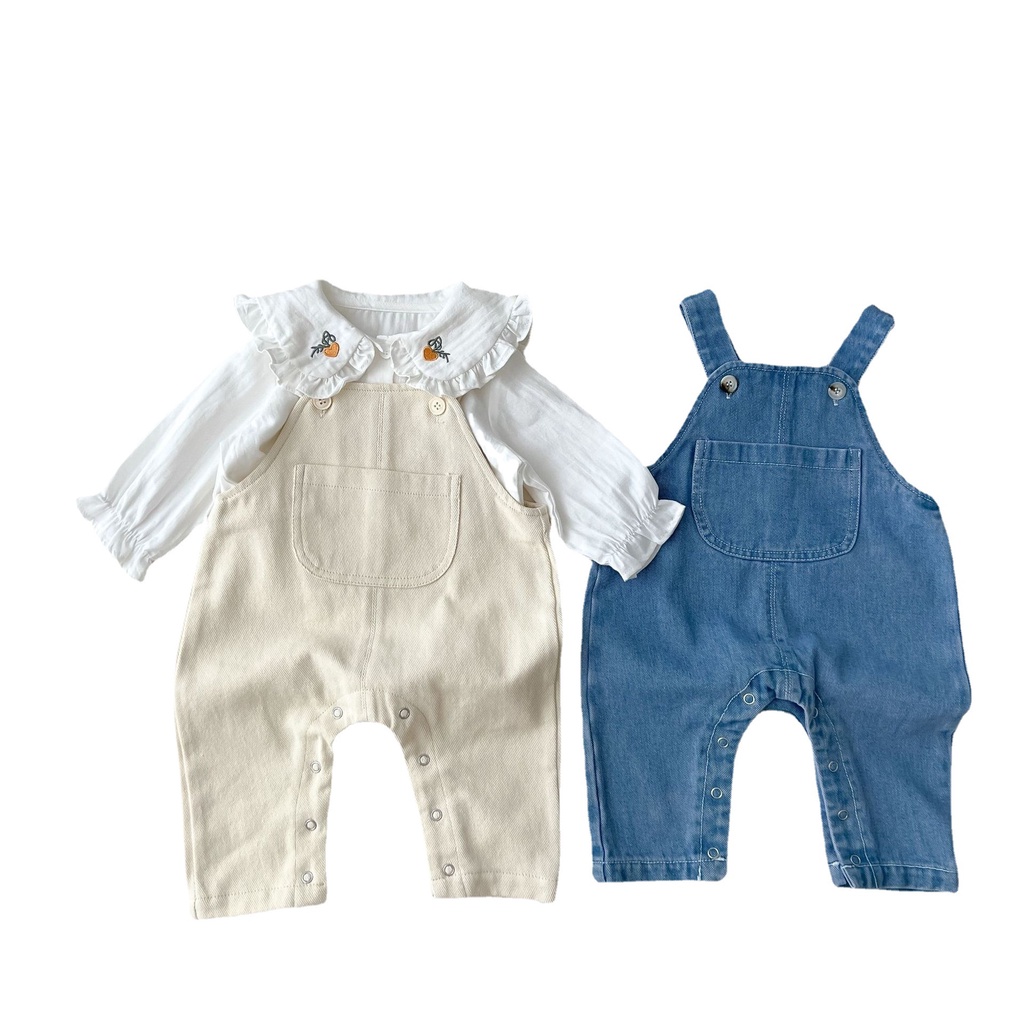 Quần Yếm jeans cotton Dáng Rộng Phong Cách Mới Cho Bé Gái