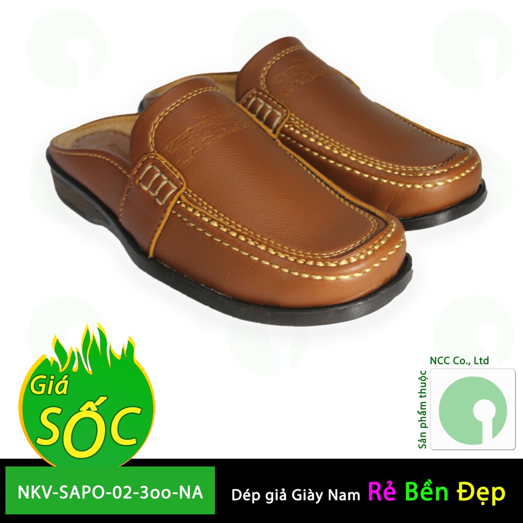 Thời trang dép giả giày cho nam - thoải mái nhưng không kém phần lịch lãm NKV-SAPO-02-3oo-NA (Nâu bò)