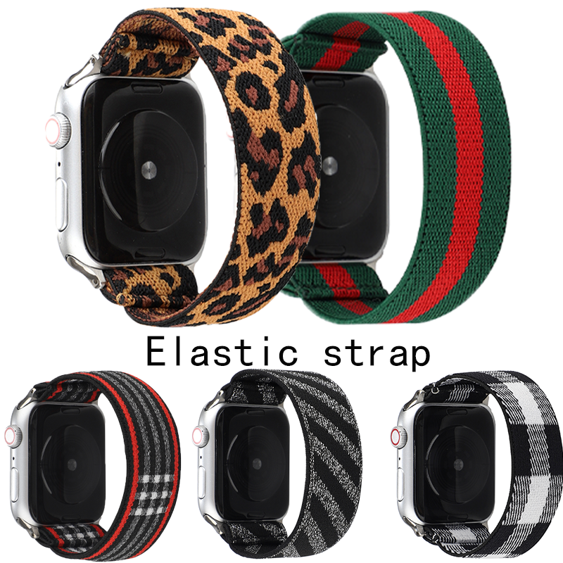 Dây Đeo Đồng Hồ Bằng Nylon Hoạ Tiết Báo Đốm Đàn Hồi Cho Apple Watch 38mm 40mm 42mm 44mm Series 6 Se 5 4 3 2