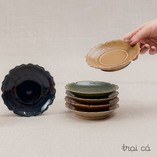 Đĩa Gốm Tròn Cánh Sen Hiên Vân Tại TRẠI CÁ Đựng Gia vị, Mứt Tết Sang Trọng Bàn Ăn Phòng Khách